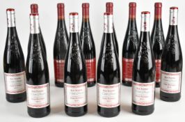 Twelve bottles of Pieroth Bor Forras red wine comprising Hajos-Baja 2007 and Duna Borregio 2011