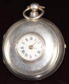 Richard Webb of Brecon hallmarked silver pair cased half hunter pocket watch with gold hands,