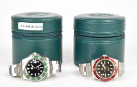 Two San Martin diver's automatic wristwatches, one with date aperture, luminous hands and hour