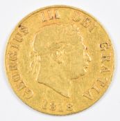 1818 George III gold half sovereign with shield reverse