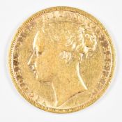 1874 Queen Victoria gold full sovereign with young head and George and the Dragon reverse, VF