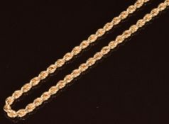 A 9ct gold rope twist necklace, 5.5g, 46cm