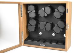 Dukwin twelve watch automatic wristwatch winder with storage for six additional watches, 38 x 40 x