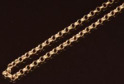 A 9ct gold necklace made up of circular links, 10g, 55cm