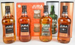 Four bottles of Jura Single Malt Scotch Whisky comprising Original 10 Year, Original 10 Year Gift