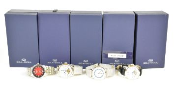 Four Sea-Gull gentleman's automatic wristwatches ref. 819.93.6100, two D819.622 and 816.52.6180, all
