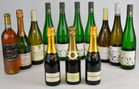 Thirteen bottles of Champagne, white and sparkling wine to include La Soufrandise Pouilly-Fuissé