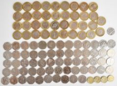 Modern collectable coinage, mostly £2 and 50p denominations, subjects include Beatrix Potter,