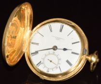 Frederick Marshall of London 18ct gold full hunter pocket watch with inset subsidiary seconds