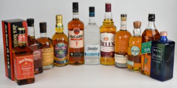 Eleven bottles of mixed spirits and liqueurs comprising Jack Daniel's Triple Mash, Monkey