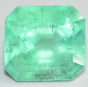A loose natural Colombian emerald cut emerald of approximately 3.4ct, with GIA report