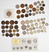 Small collection of 19th & 20th century base metal and silver coins, including over 150g of silver