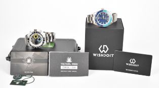 Two gentleman's wristwatches Tactical Frog chronograph and Wishdoit GMT Automatic, both in