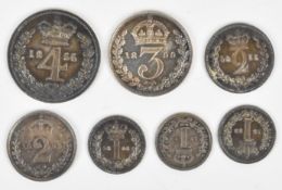 Collection of Maundy money for 1855 comprising two 1d, 2d and 4d and 1899 1d, 2d and 3d