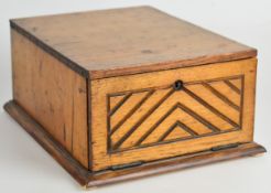 Late 19th/20thC oak eight drawer coin / bijouterie or collector's cabinet with fall flap front,