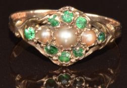 Victorian ring set with paste and split pearls, 1.2g, size K/L