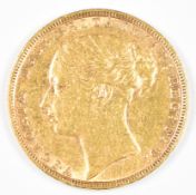 1885 Queen Victoria gold full sovereign with young head and George and the Dragon reverse, VF