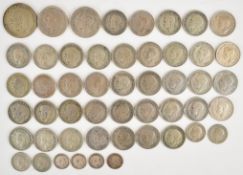 Approximately 268g of pre-1947 British silver coinage including 10g of Georgian and later pre 1920