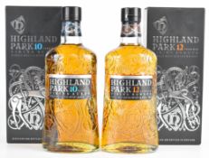 Two bottles of Highland Park single malt Scotch Whisky comprising 10 Year Old Viking Scars and 12