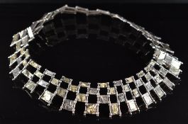 A silver necklace with applied 18k gold decoration, 105g