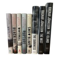 RAGNAR JONASSON, A COLLECTION OF EIGHT FIRST EDITION SIGNED HARDBACK BOOKS Comprising ‘White Out’,