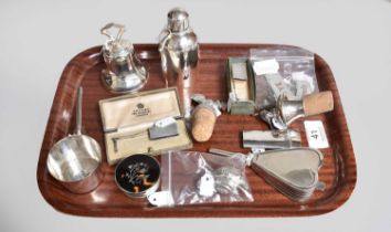 A Collection of Assorted Silver, including a canister with screw-cap; a pair of miniature bellows; a