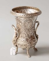 A German Silver Vase, Probably Hanau, Late 19th/Early 20th Century, tapering circular and on four