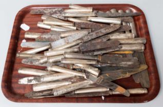 A Collection of Silver Table-knives and Cheese-Knives,19th Century, each with tapering handle and