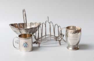 A Collection of Four Assorted Silver Items, comprising a sugar-bowl, in the George III style, by