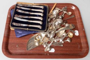 A Collection of Assorted Silver Flatware, various patterns, some engraved with various crests or