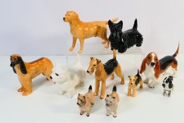 Beswick - A collection of 10 x Beswick ceramic dogs (largest approx 14 cm tall) to include: Hajubah