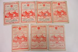 Liverpool Football Club - Seven home programmes,