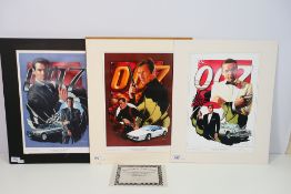 James Bond - Three limited edition prints by John Conway comprising Roger Moore As James Bond 007,