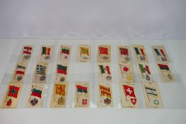 Silks - A part set of Flag And Arms, 22 in total, approximately 12 cm x 8 cm.