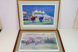 Two limited edition prints of horse racing interest comprising a depiction of the Goodwood Festival,
