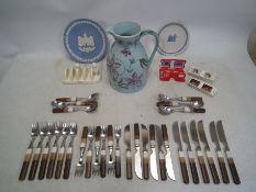 Denby, Wedgwood - A group of collectables to include: A Bucham stoneware jug approx 26 cm tall,