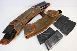 A WW 2 German MG13 magazine carry pouches with 8 1938 wehrmarcht marked magazines all of which