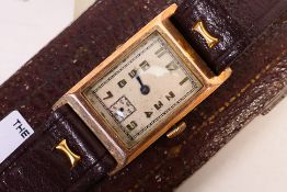 A 9ct gold cased Art Deco wristwatch,