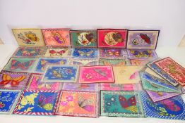 Cigarette Felts / Blankets - A collection of large butterfly decorated felts,