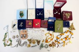 A collection of costume jewellery with some pieces stamped 925.