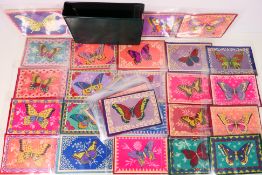 Cigarette Felts / Blankets - A collection of large butterfly decorated felts,