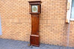An oak cased 30-hour longcase clock, brass dial with applied silvered chapter ring,