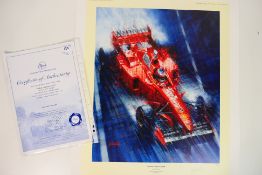 A limited edition print by Juan Carlos Ferrigno entitled Michael Schumacher,