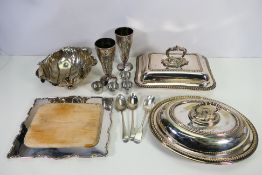 A quantity of plated ware to include leaf form bowl,