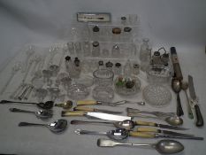 A collection of Glassware and Cutlery,