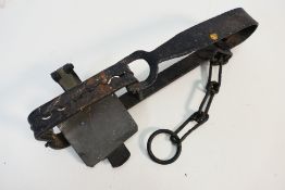 A gamekeepers wrought iron animal trap.