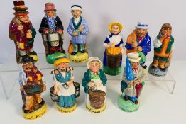 10 x Franklin Porcelain Toby Jug figures from the 