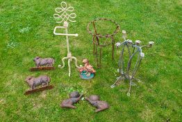 Metalware to include doorstops, plant stand and other.