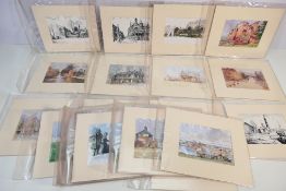 A collection of mounted prints and etchings to include George Thompson,