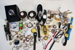 A collection of vintage watch and watch parts.
